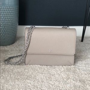 Tory Burch Robinson Convertible Grey Leather Bag